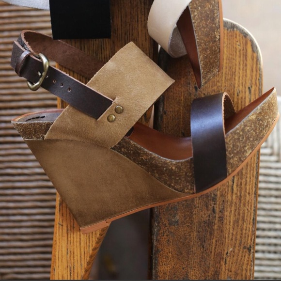 Urban Outfitters Shoes - Leather Strap Cork Platform Wedge Slingback Sandal